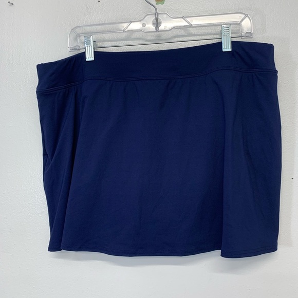 Lands End Swim Skirt 18 Blue Built in Briefs Stretch Beach Travel Elastic Waist - Picture 5 of 8